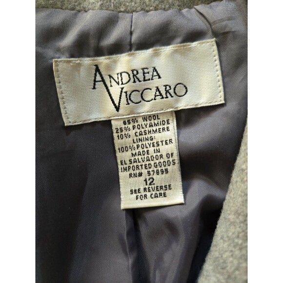Vintage Andrea Viccaro Womens Wool & Cashmere Blend Gray Jacket Size 12 - Picture 3 of 7